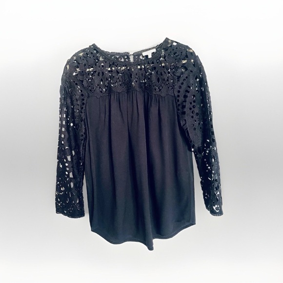 NWOT Joie Lindy Top Crochet Lace Black Sz XS - Picture 3 of 6